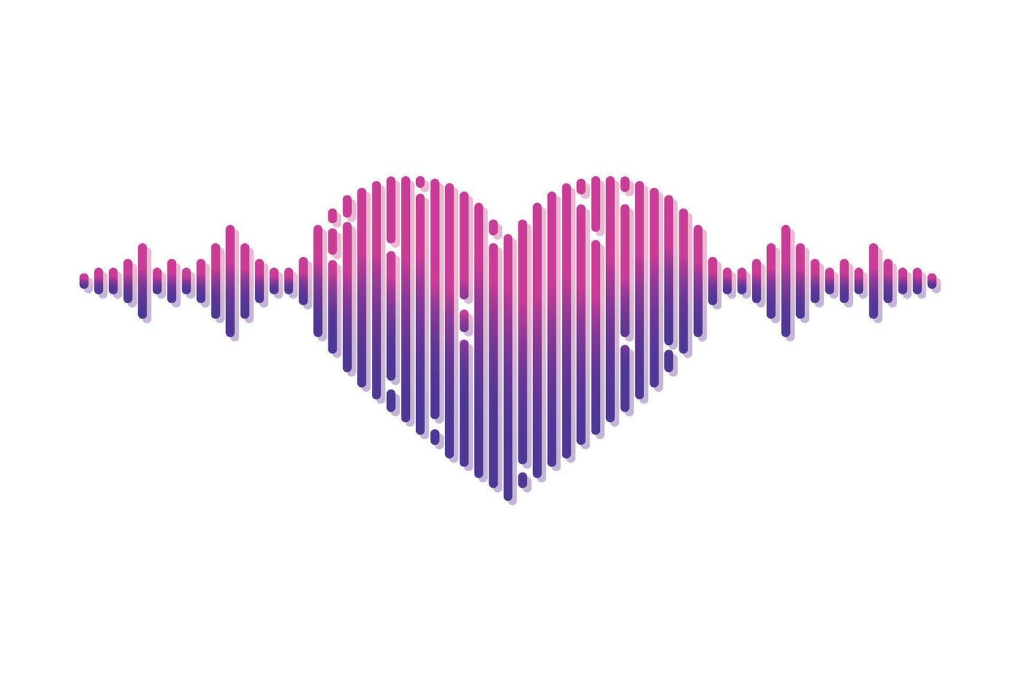 Sound wave heart icon isolated on white background. Love music equalizer vector