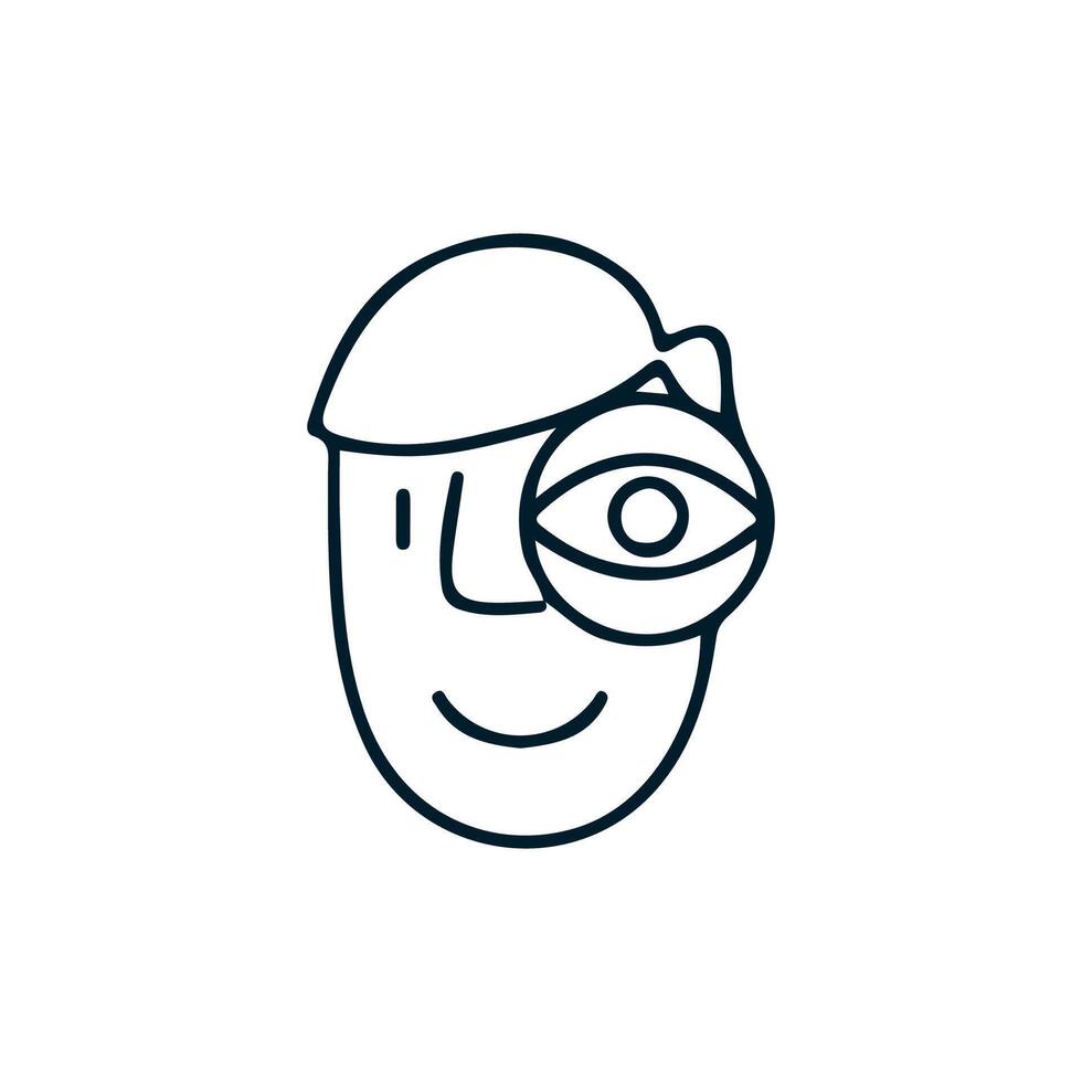 Eye exam Linear illustration from medical services collection. Outline eye exam. vector