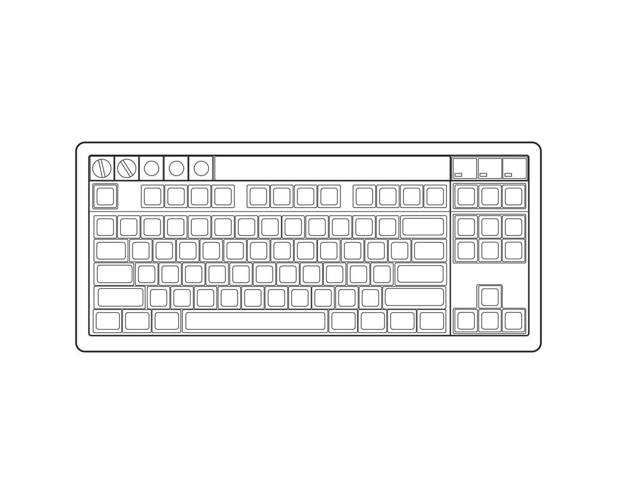 Gaming keyboard top view isolated on Background illustration vector