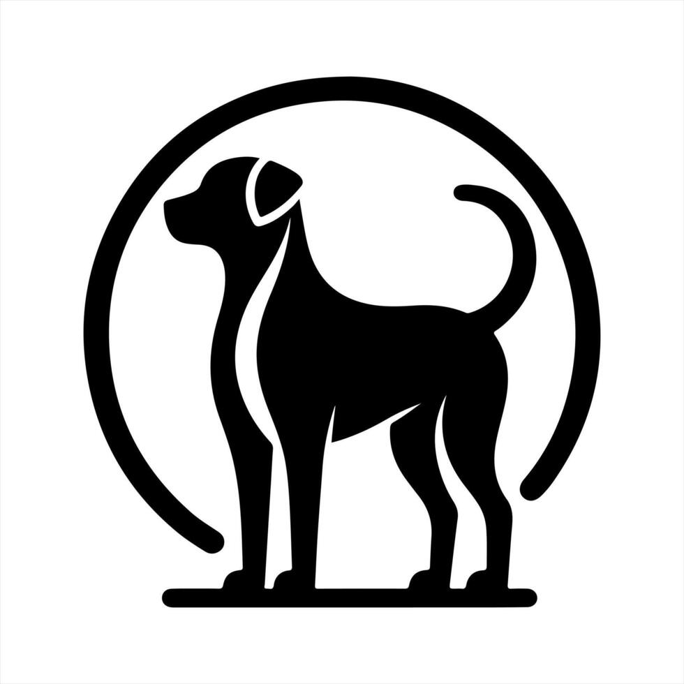 A black and white dog logo on a white background vector