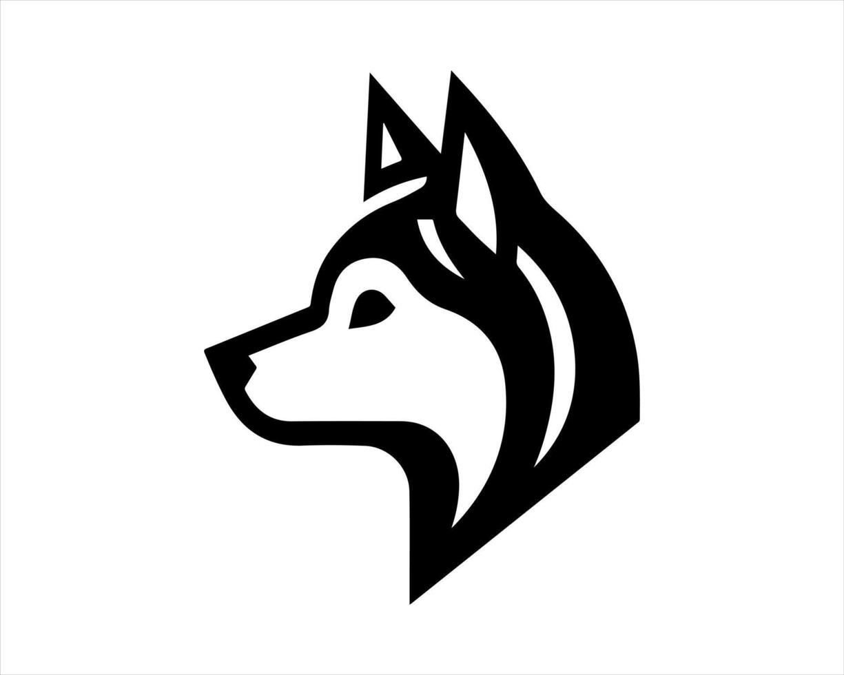 A black and white logo of a husky dog vector