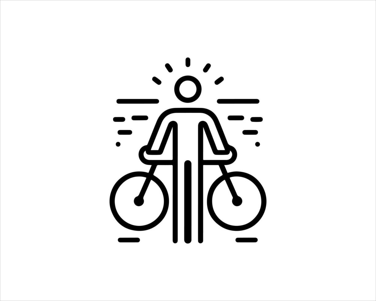 A man with a bicycle icon on a white background vector