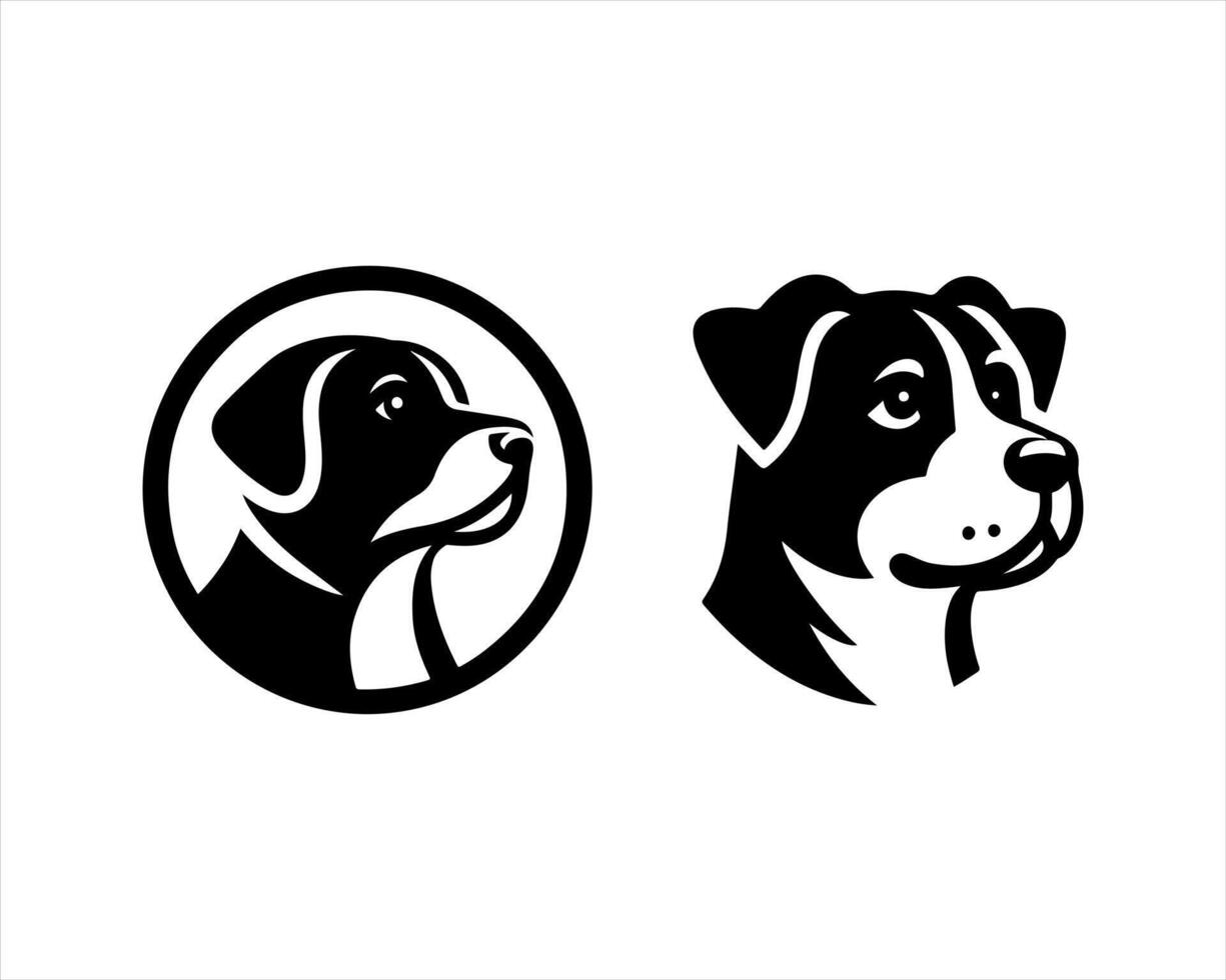 Two black and white dog logos, one with a dog's head and the other with a dog vector
