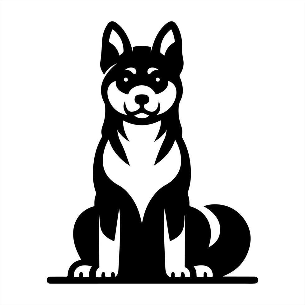 A black and white dog with a white background vector