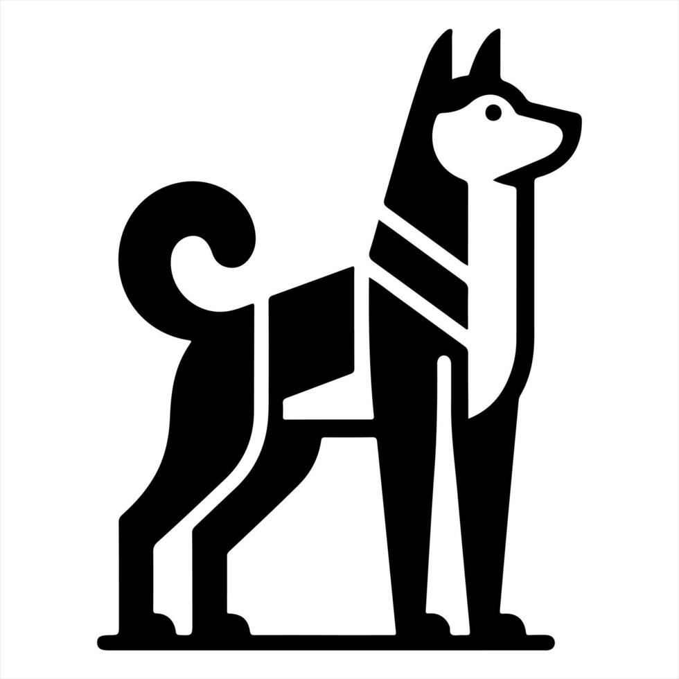 An egyptian dog is shown in a black and white illustration vector