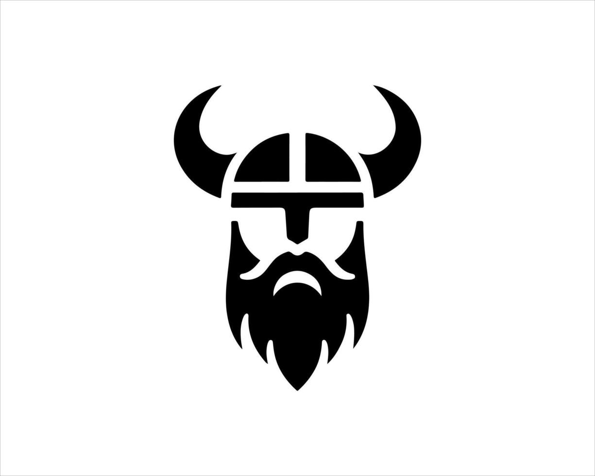 Viking helmet icon, black and white vector