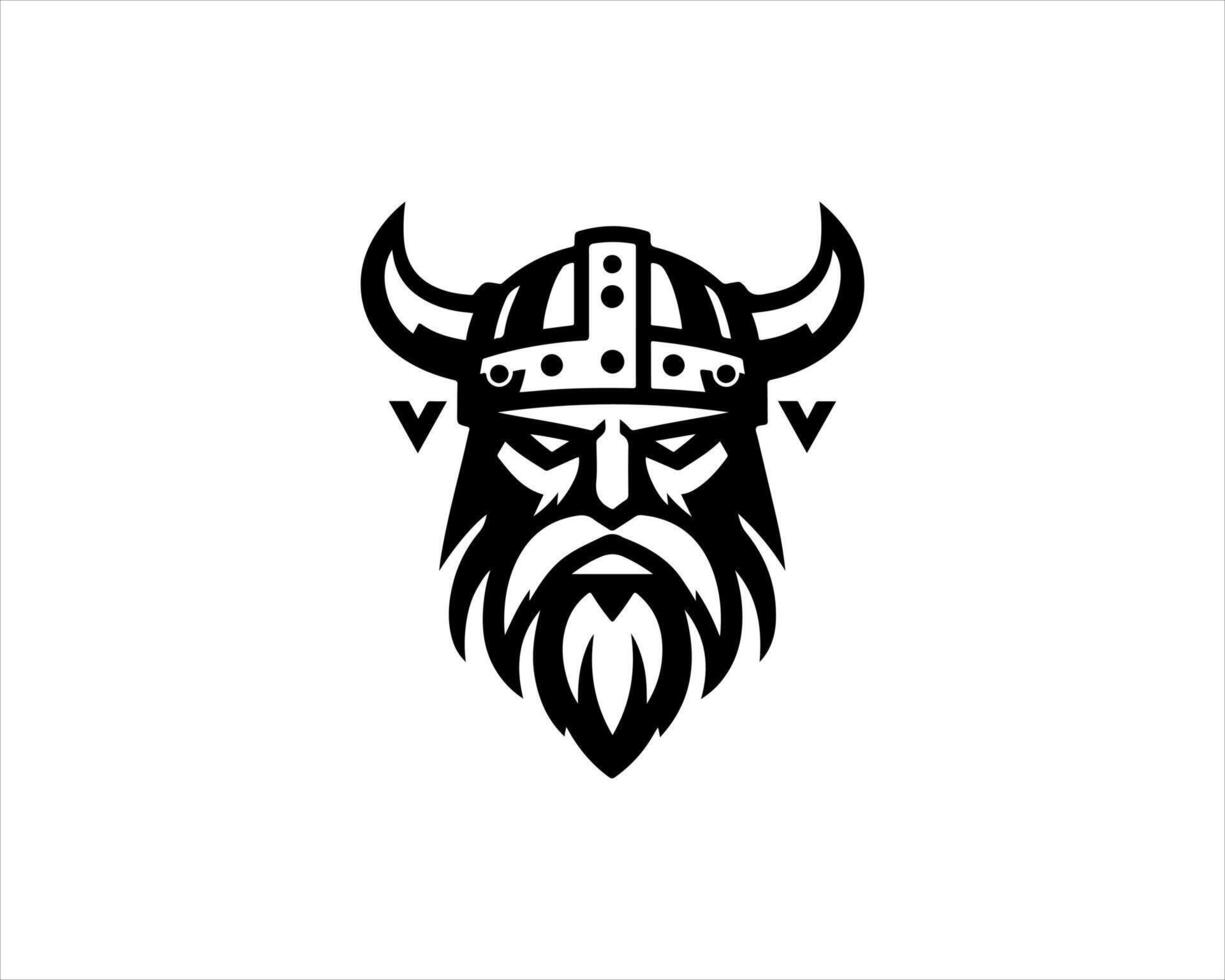 Viking head logo design vector