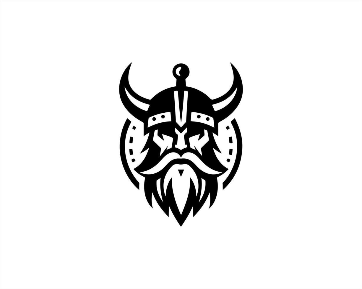 Viking head logo design vector