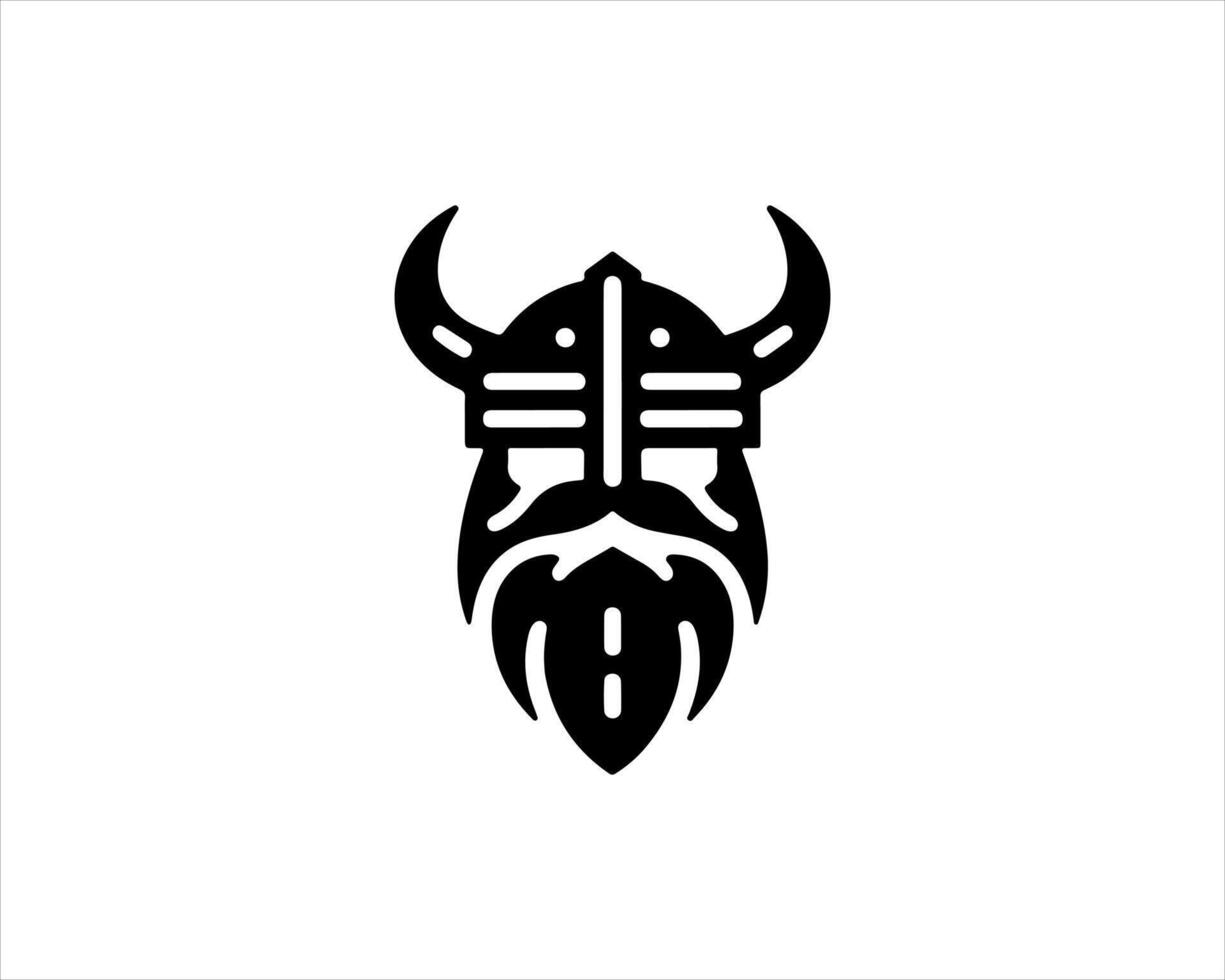 Viking helmet icon, black and white vector