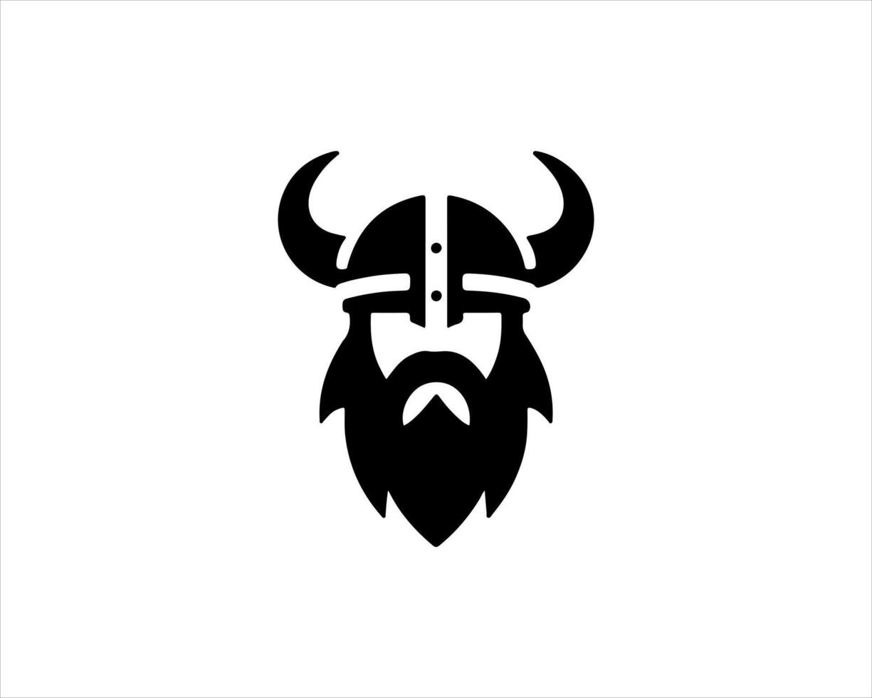 A viking head logo with horns and a beard vector