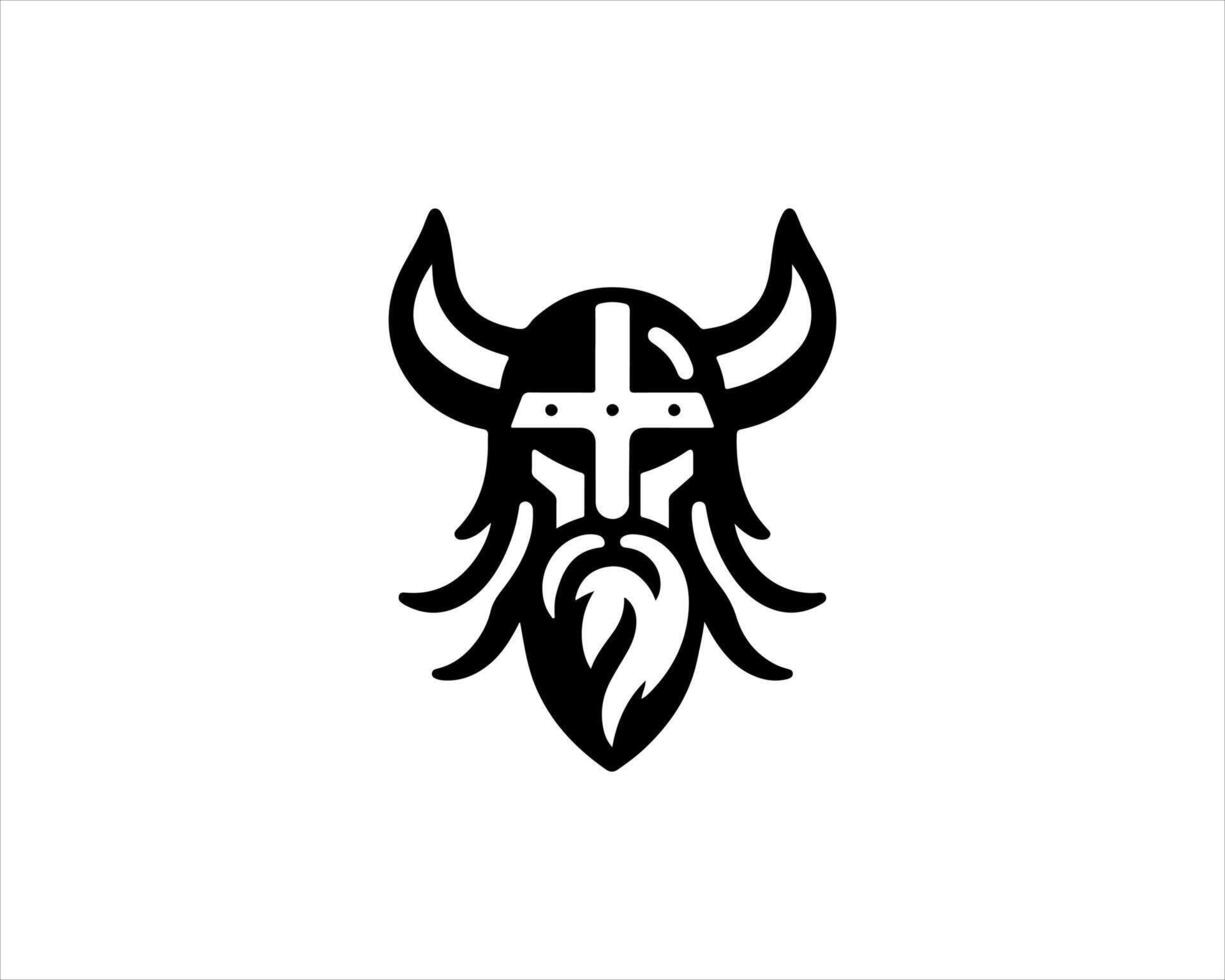 Viking helmet logo design vector