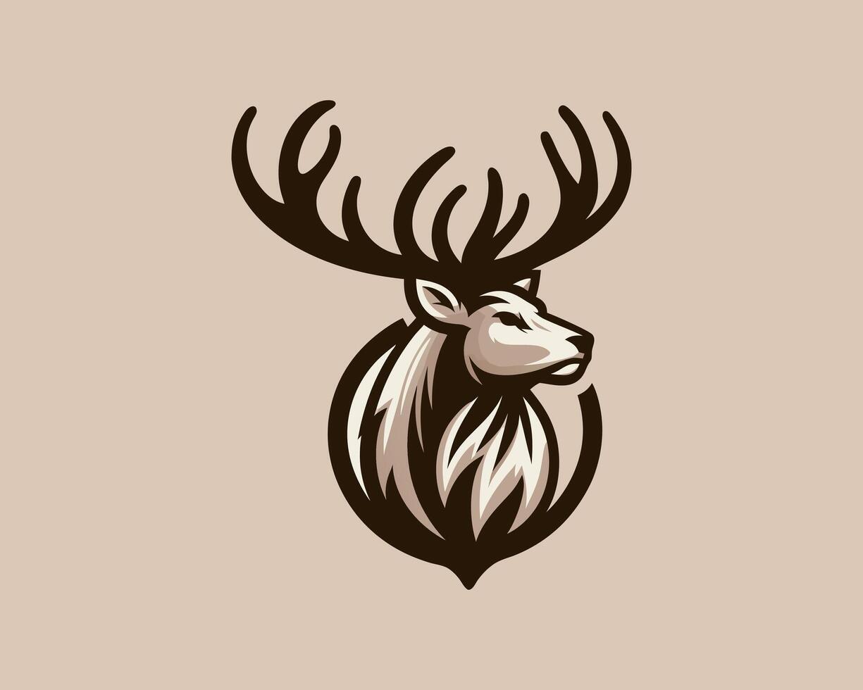 A deer head logo with horns vector