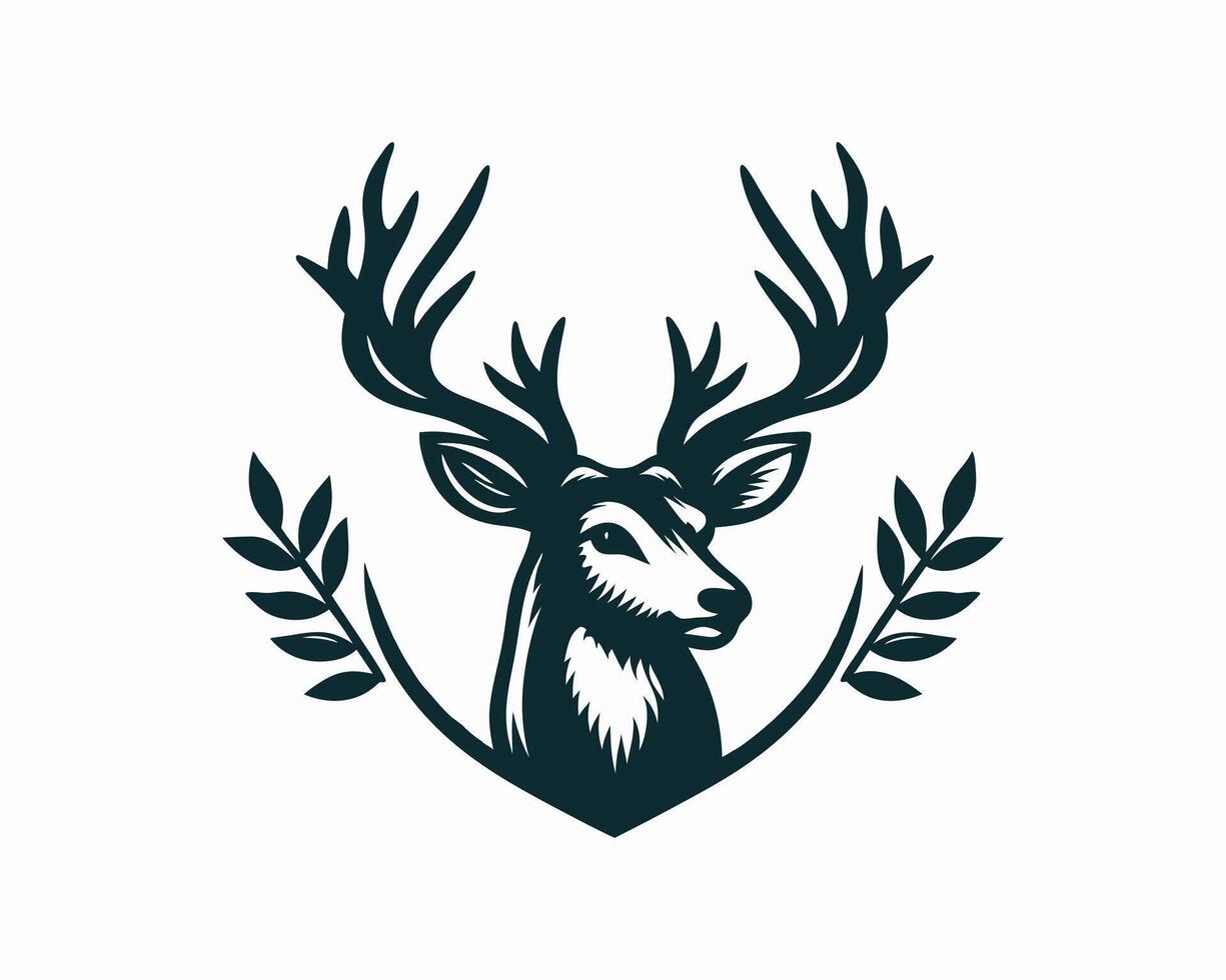 A deer head with leaves on it vector