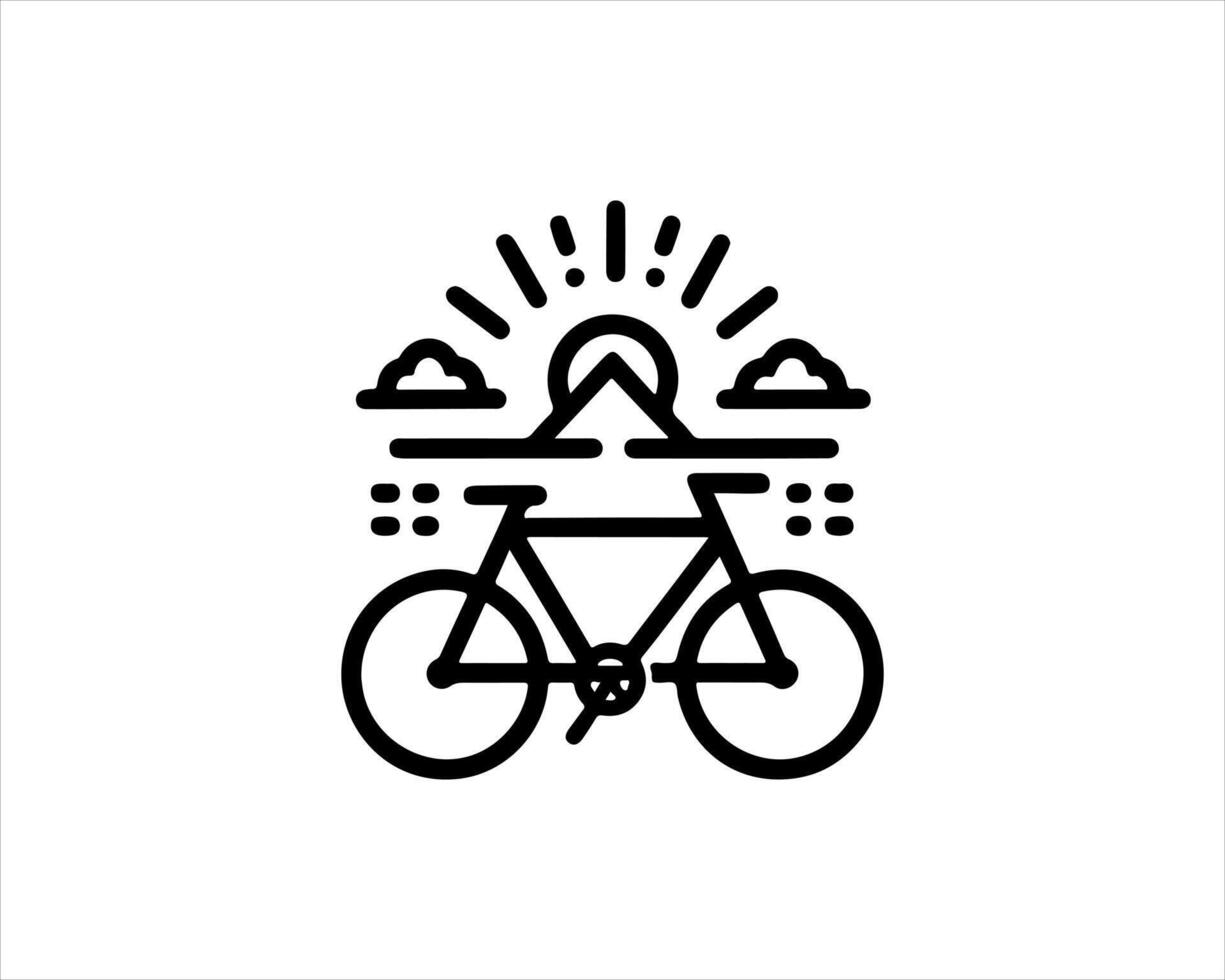A bicycle with mountains in the background vector