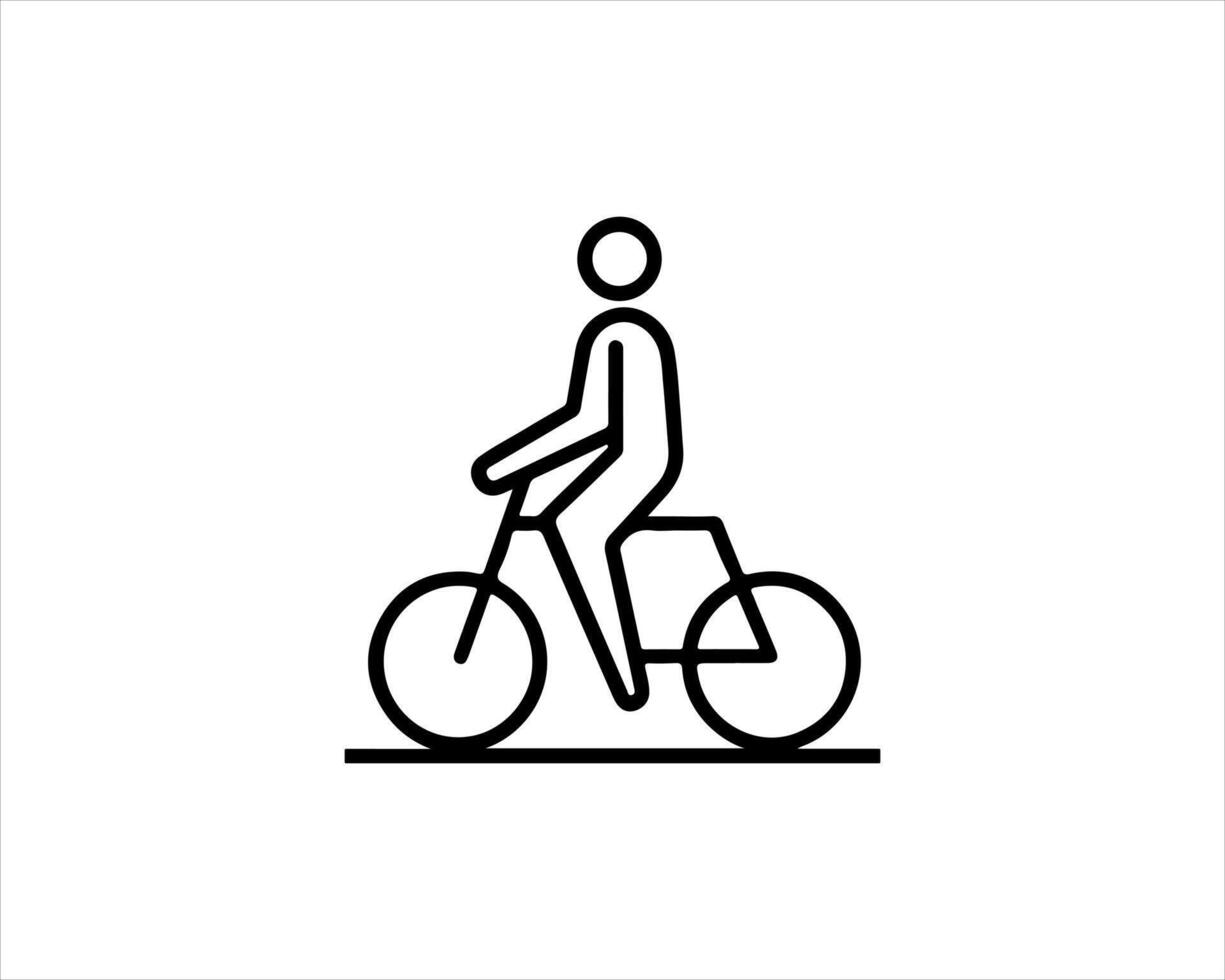 A man riding a bicycle line icon vector