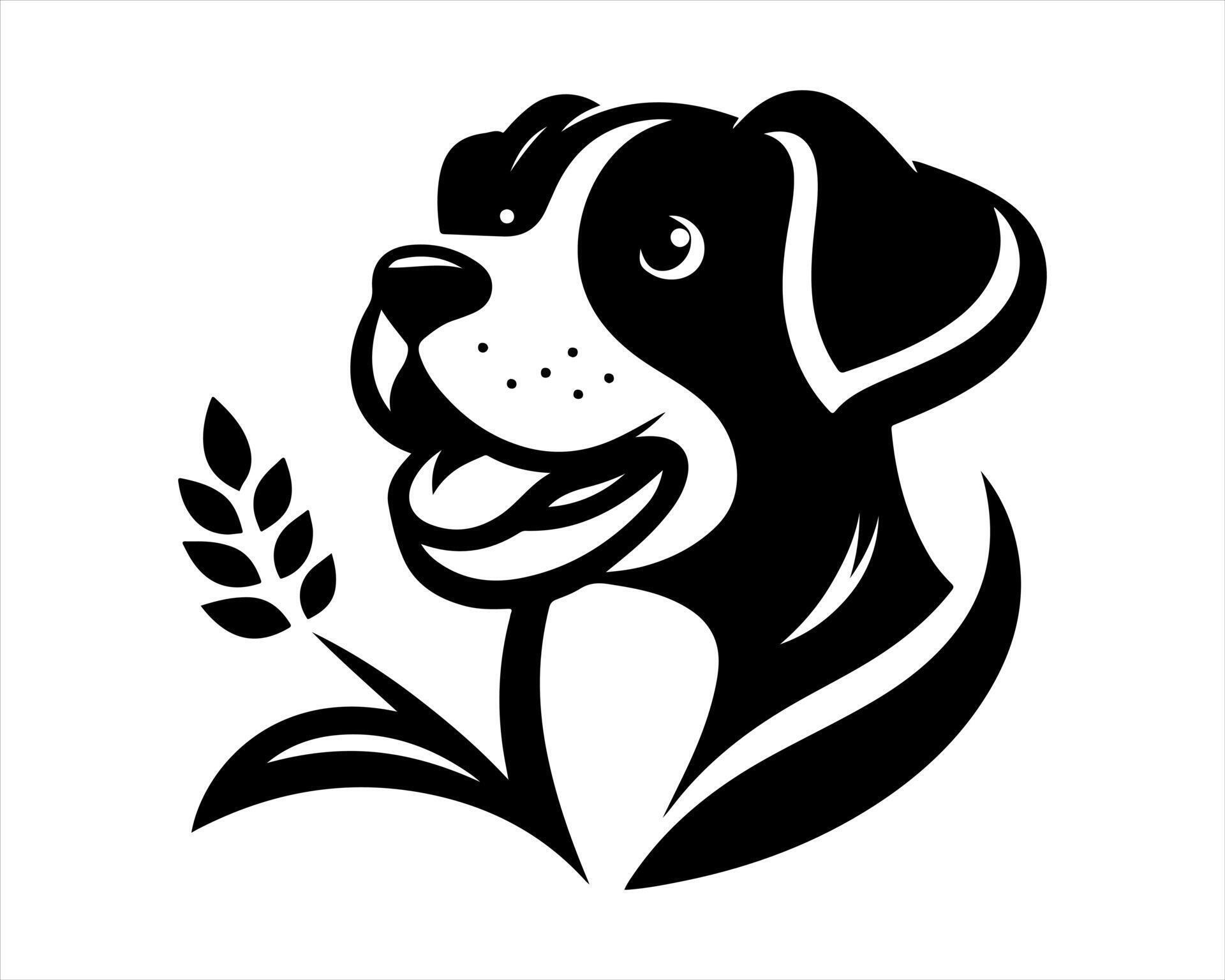 A black and white logo of a dog with wheat 51898549 Vector Art at Vecteezy