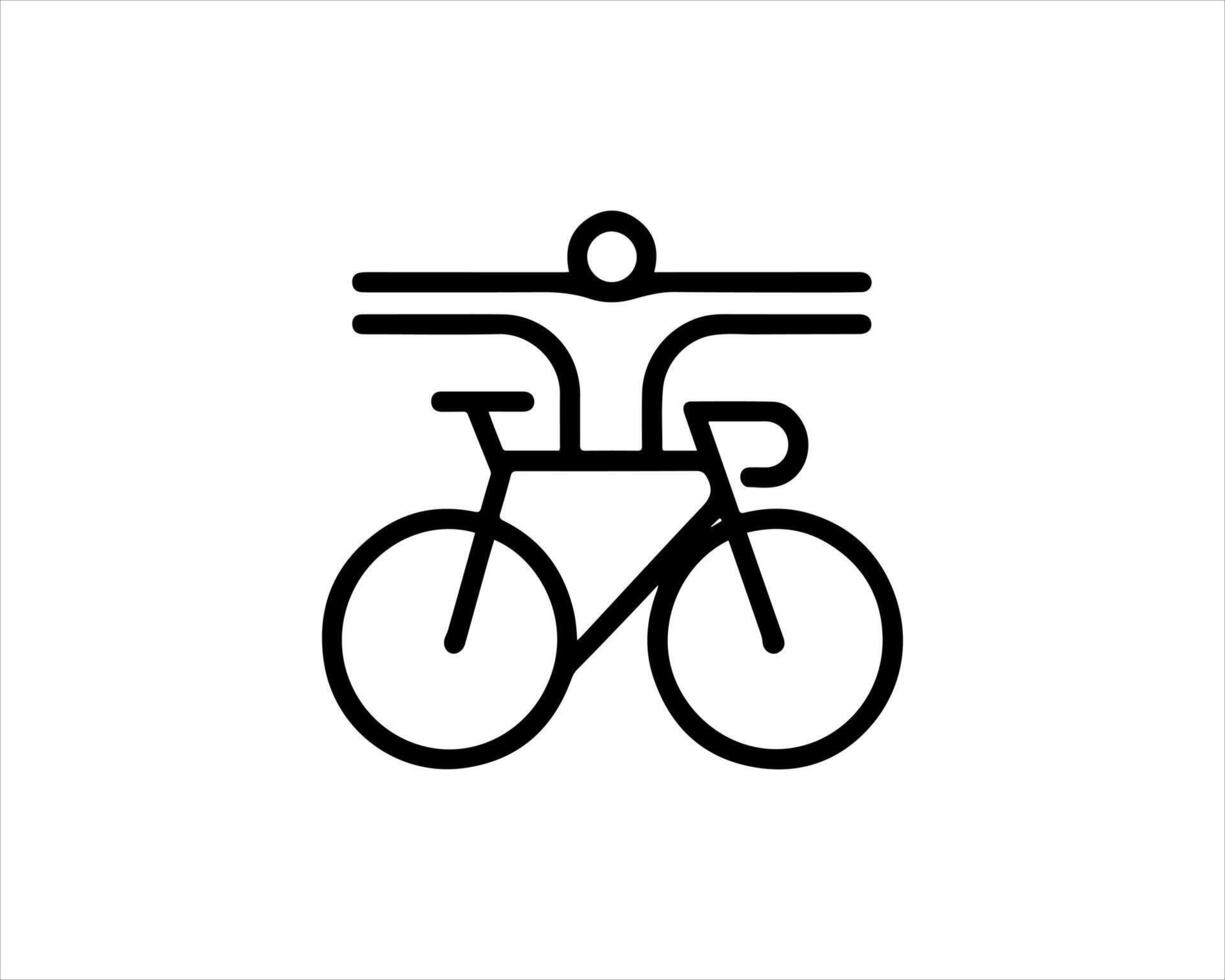 A black and white illustration of a man on a bicycle vector