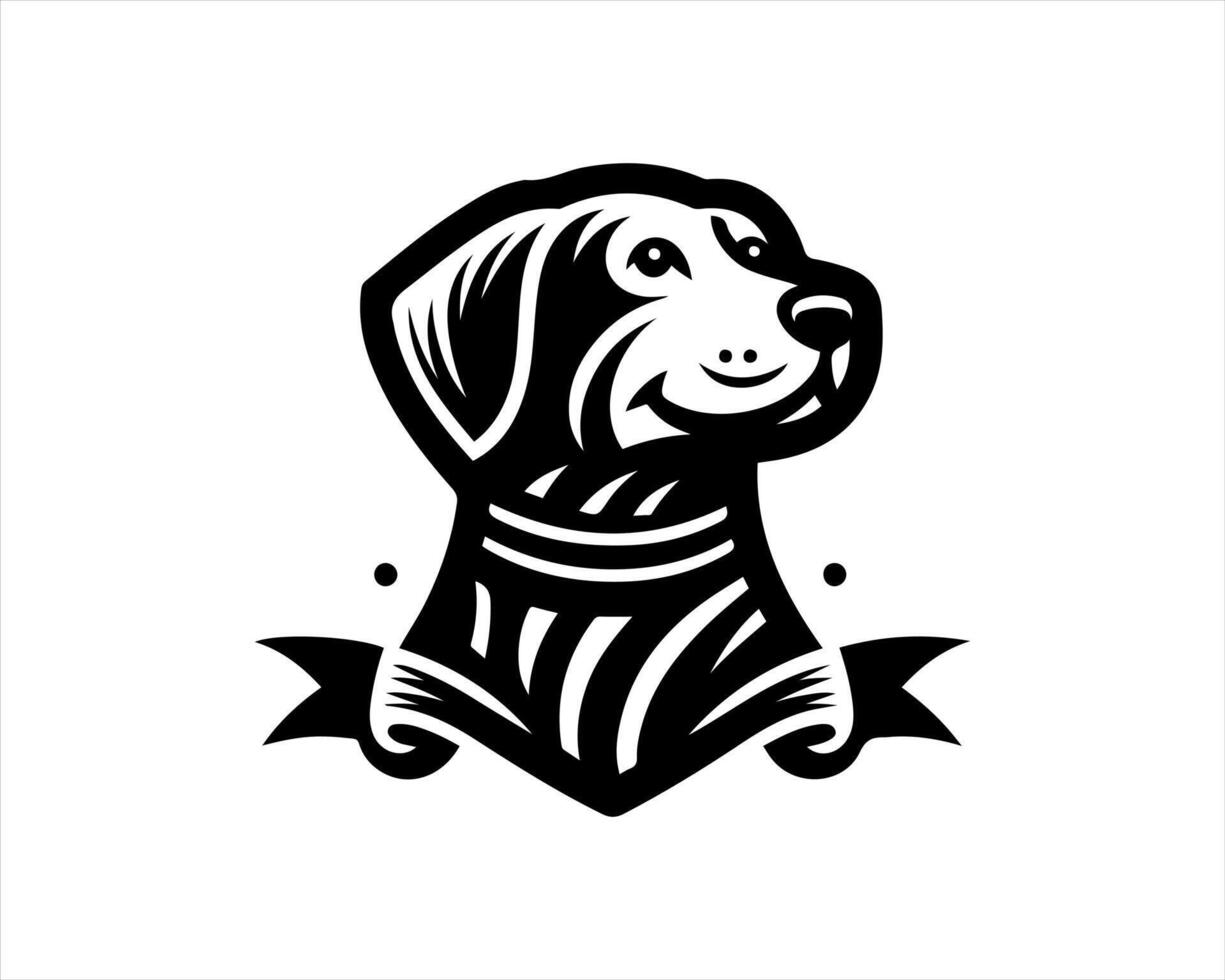 A black and white logo of a dog vector