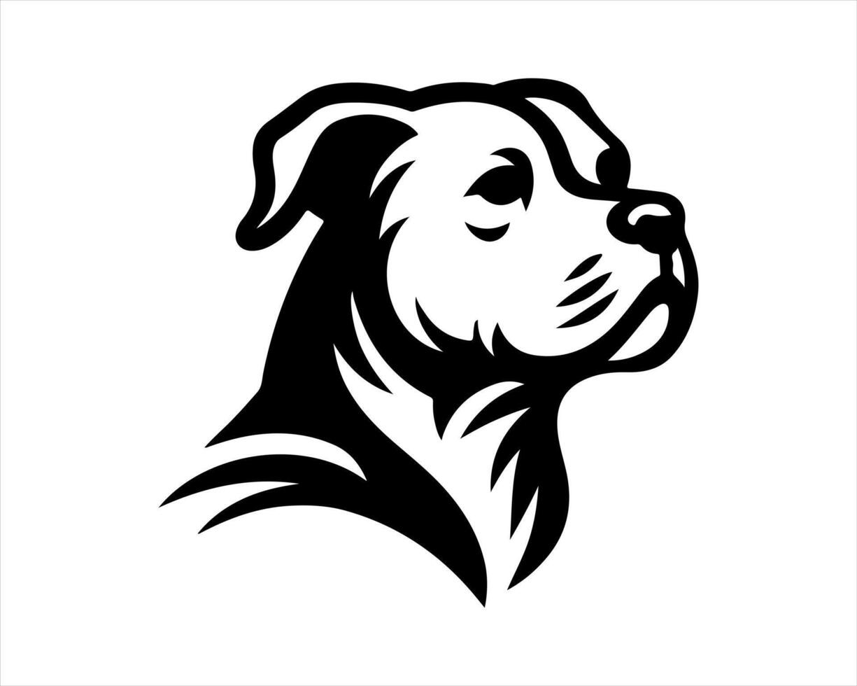 A dog head is shown in black and white on a white background vector