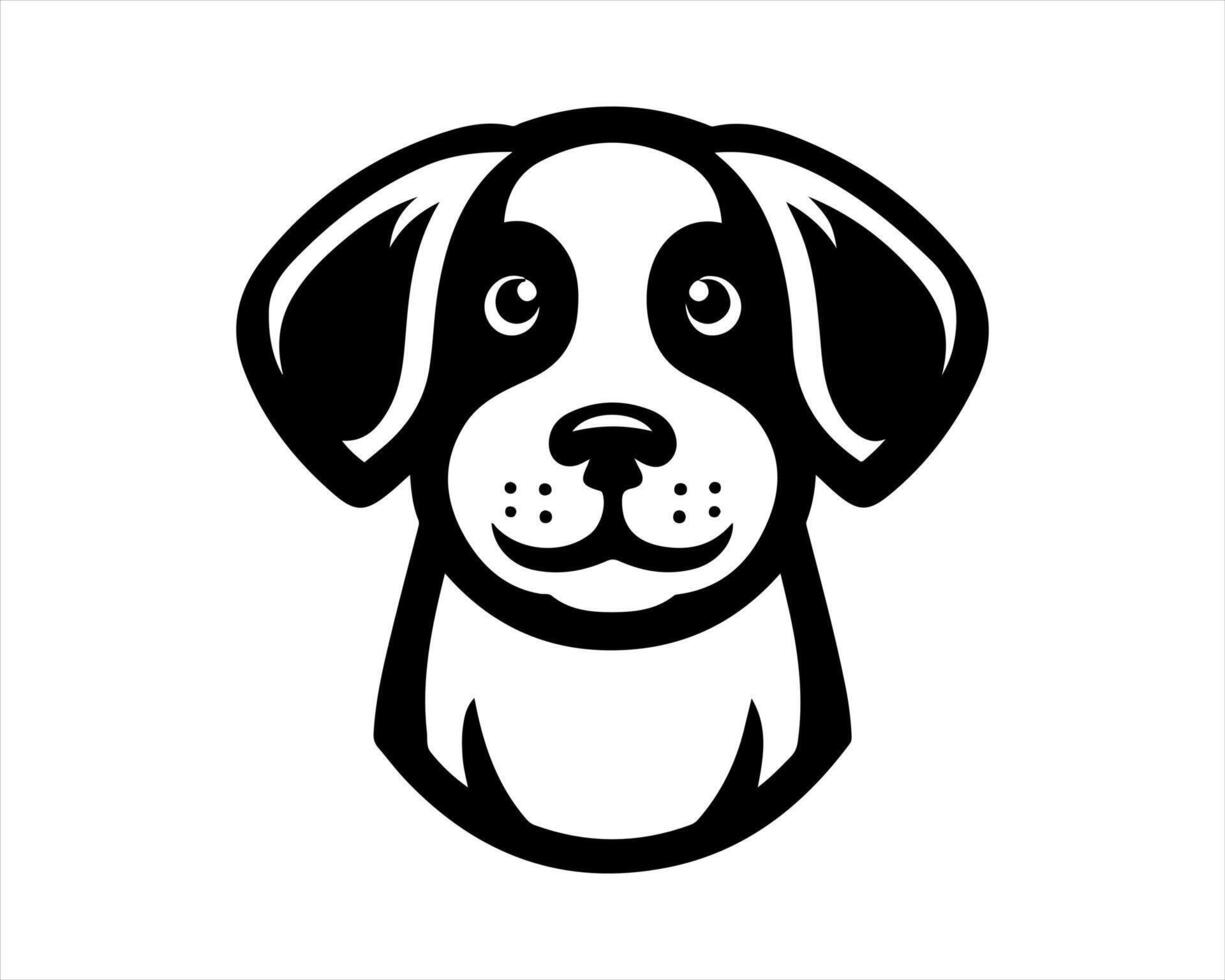 A black and white dog head on a white background vector