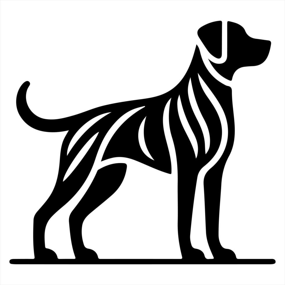 A dog silhouette is shown on a white background vector