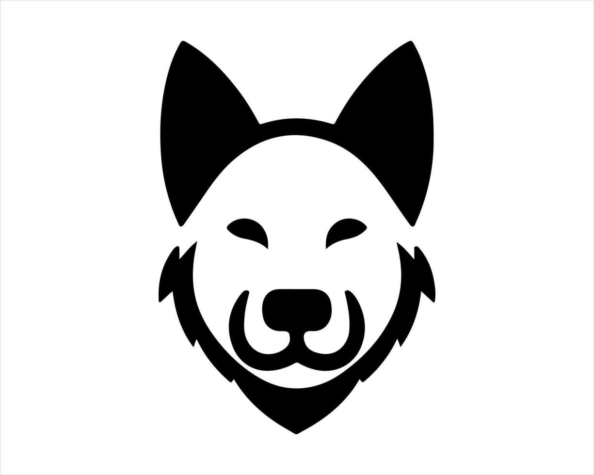 A black and white dog head icon on a white background vector