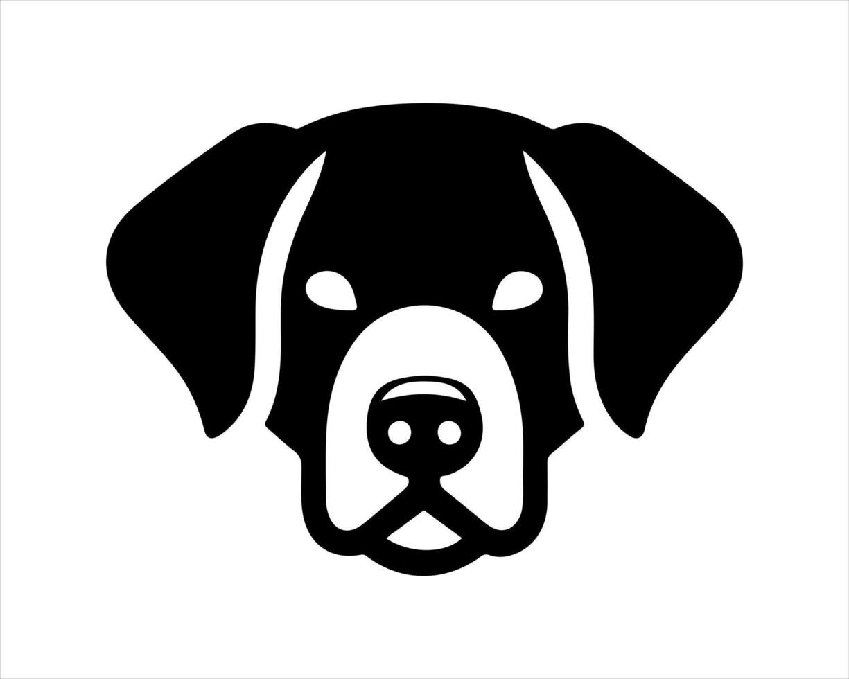A dog's head is shown in black and white vector