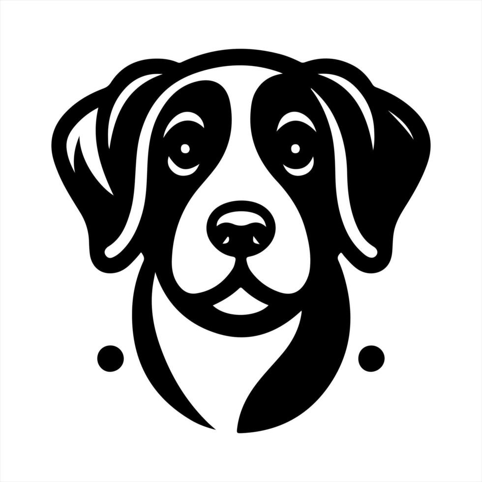 A black and white dog head on a white background vector