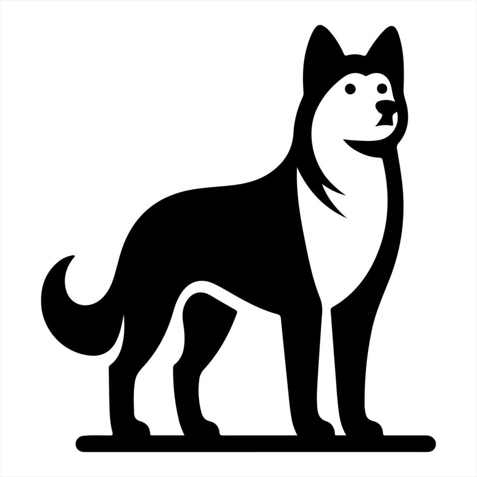 A black and white silhouette of a dog vector