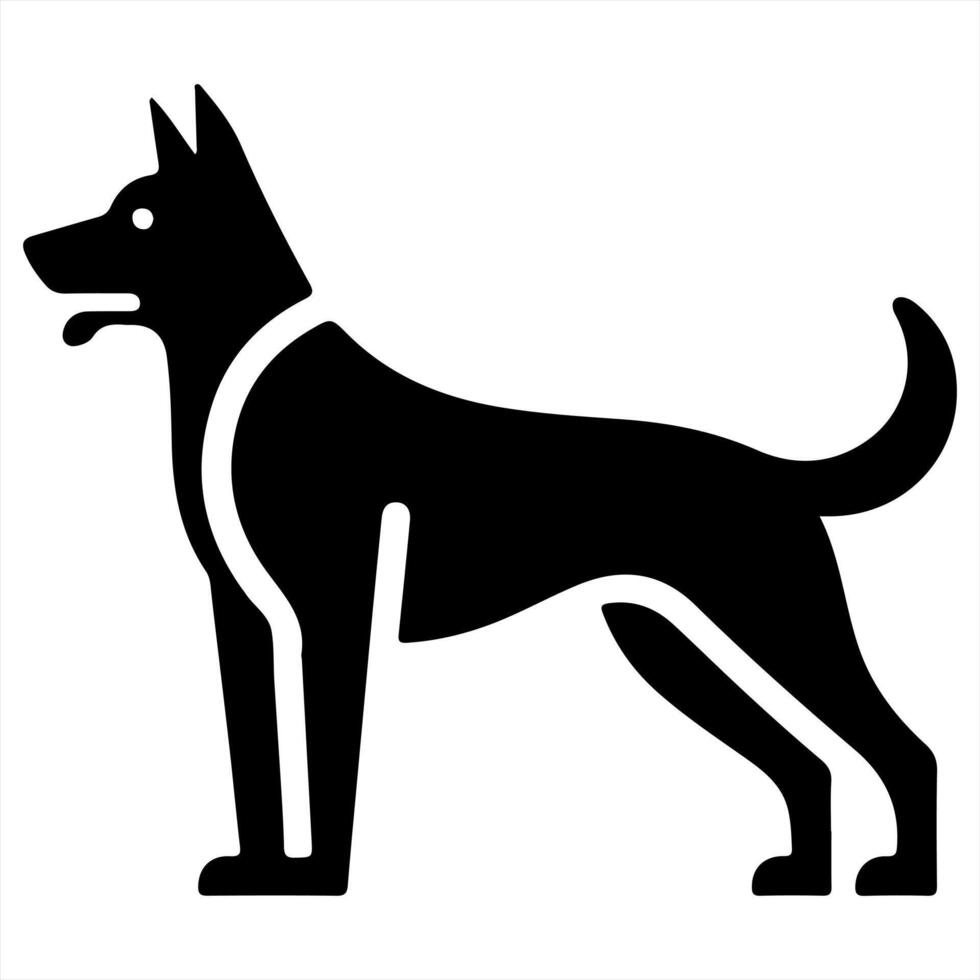 A black and white silhouette of a dog vector