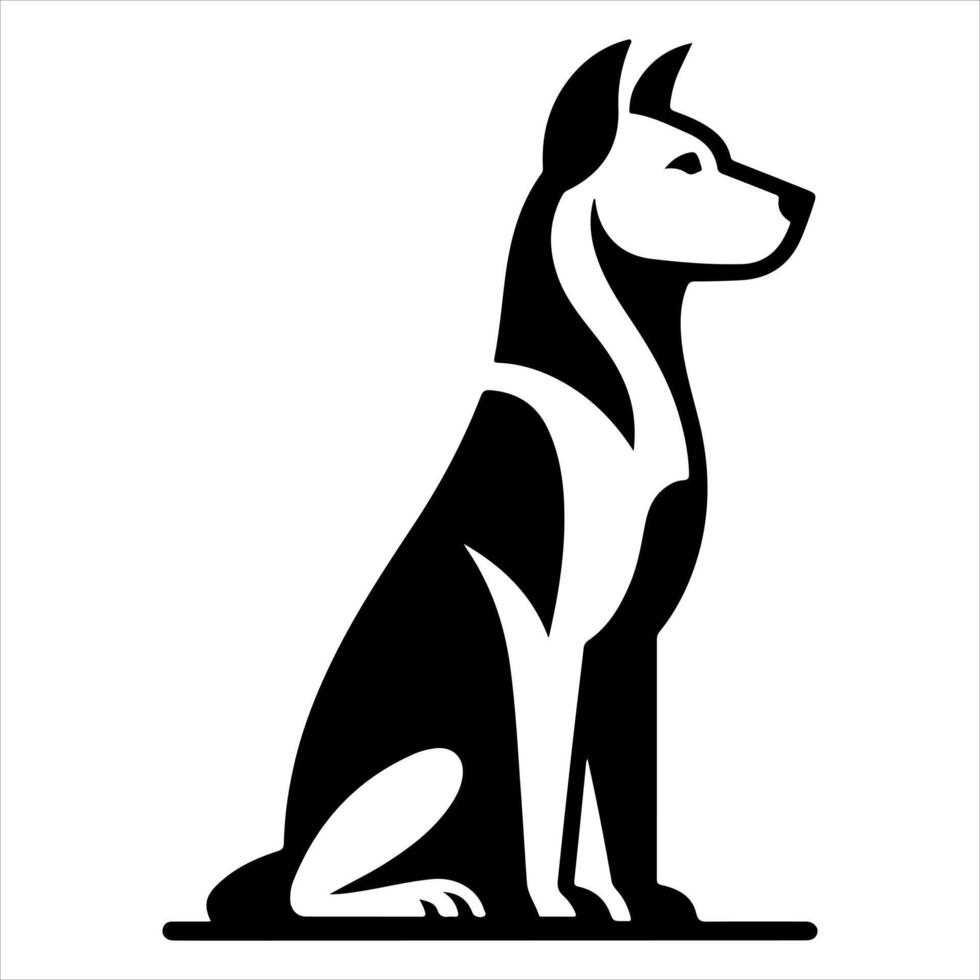 A black and white dog silhouette on a white background vector