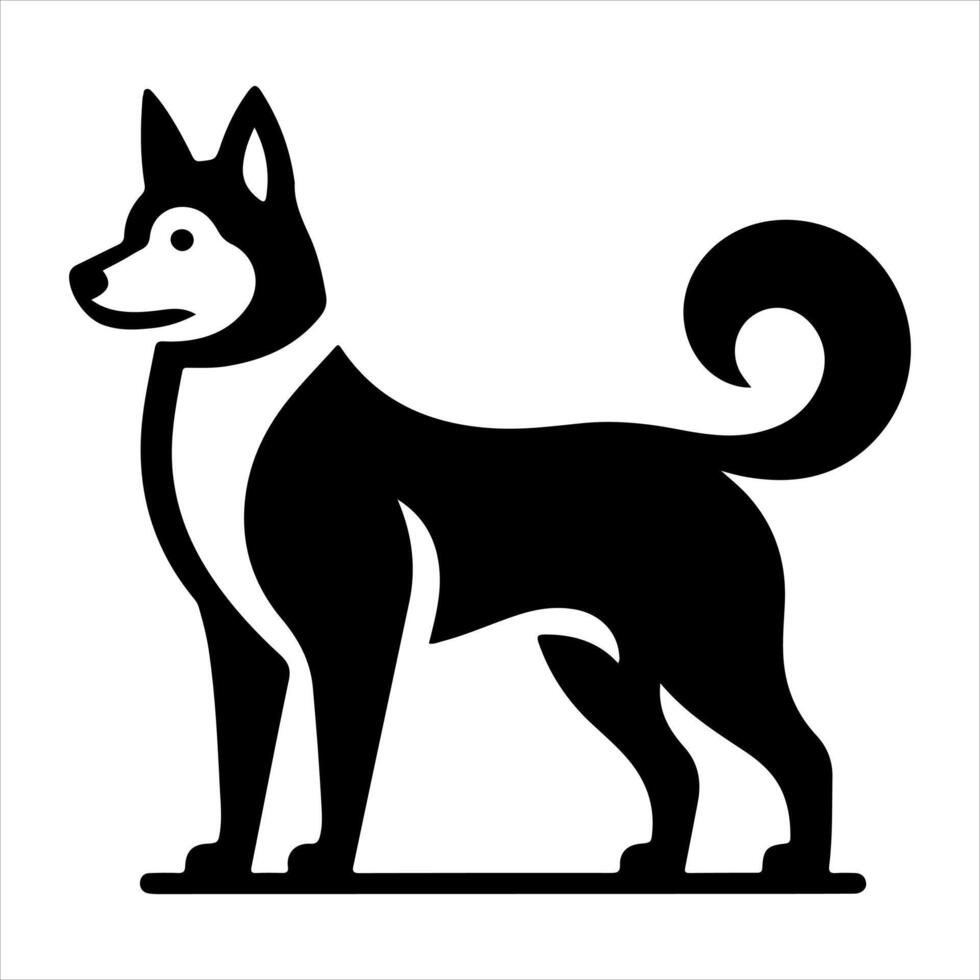 A black and white illustration of a dog vector