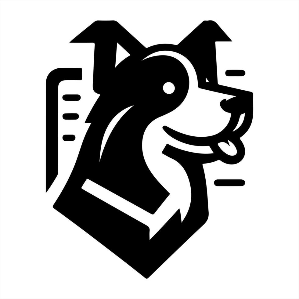 A black and white logo of a dog vector