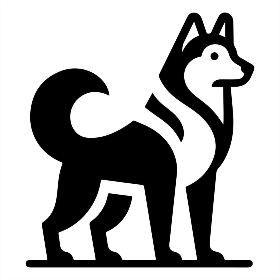 A black and white logo of a husky dog vector