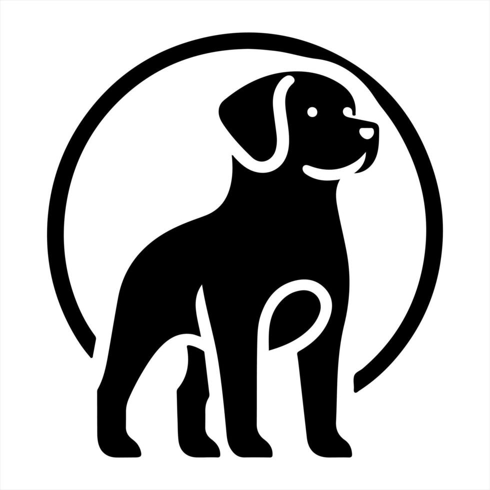 A black and white dog logo on a white background vector