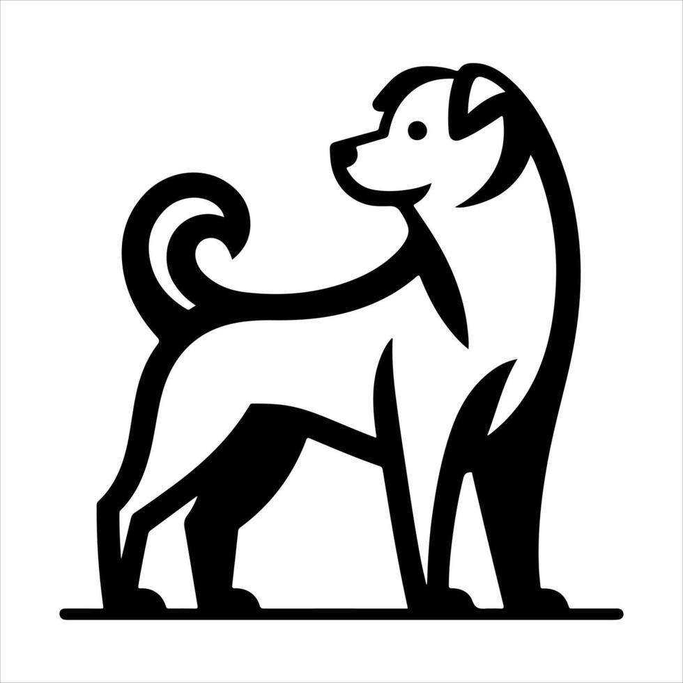 A black and white dog logo on a white background vector