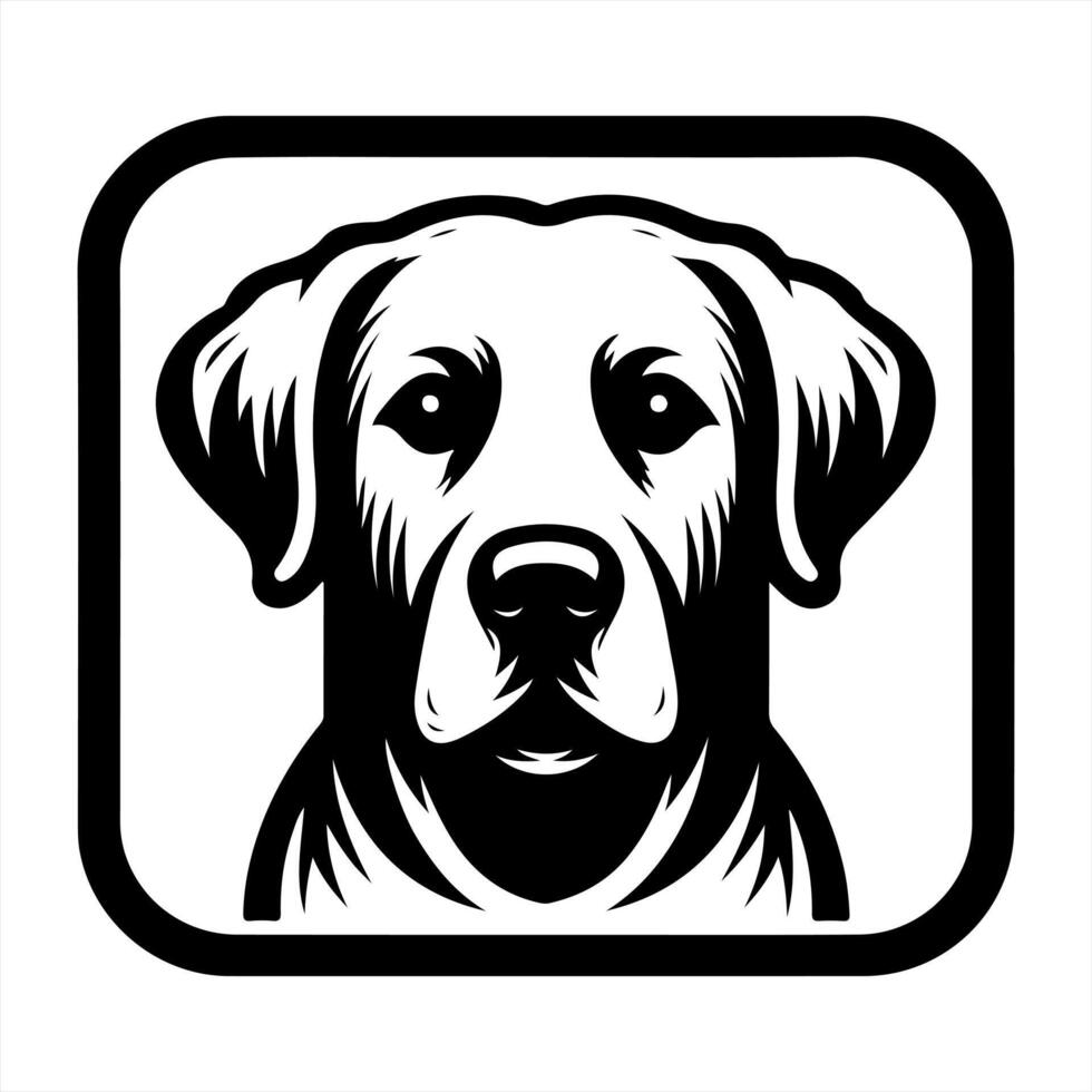 A dog's head in a square frame with a black and white background vector