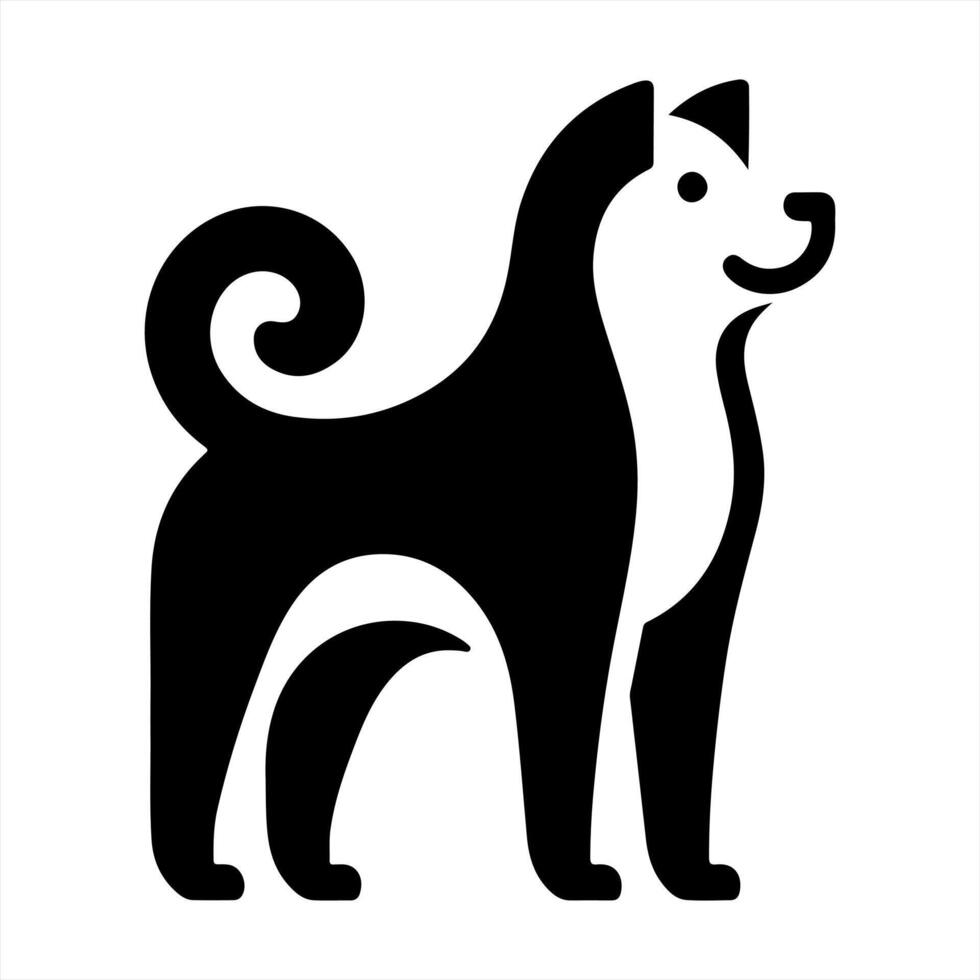 A black and white dog icon on a white background vector