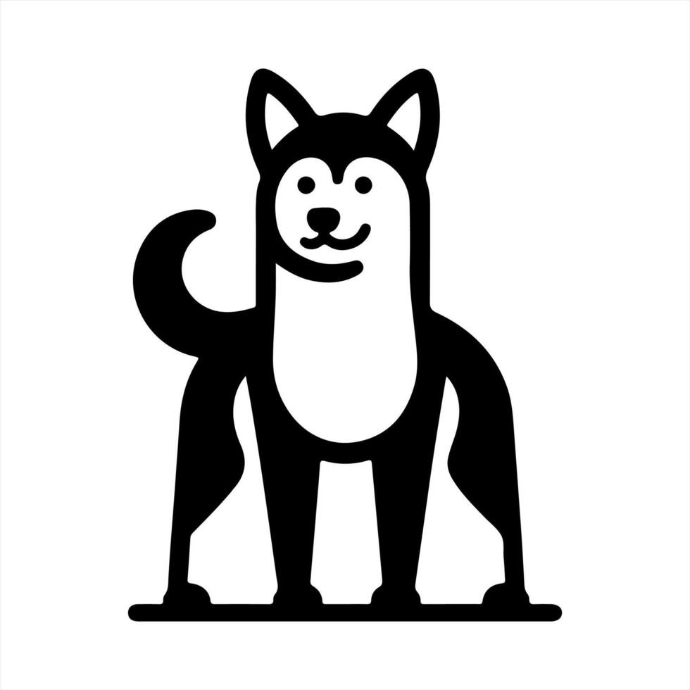 A black and white illustration of a dog vector