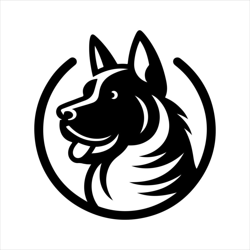 A black and white german shepherd dog logo vector
