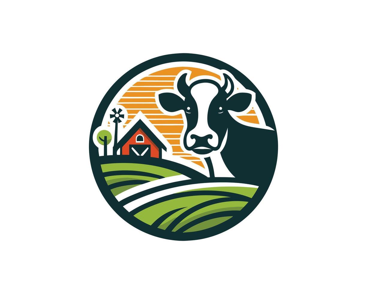 Cow farm logo design vector