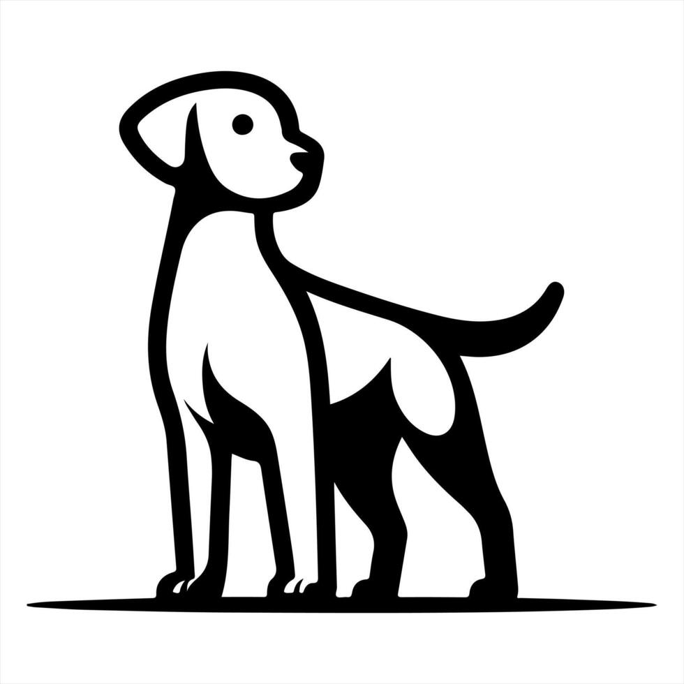 A black and white dog logo on a white background vector