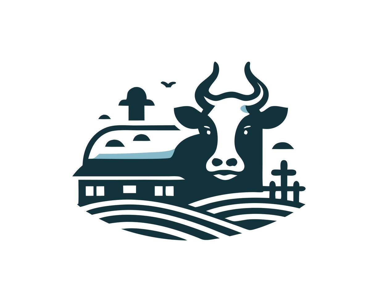 Cow farm logo design, illustration vector