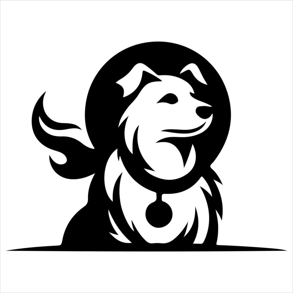 A dog with a collar and a bow on its head vector