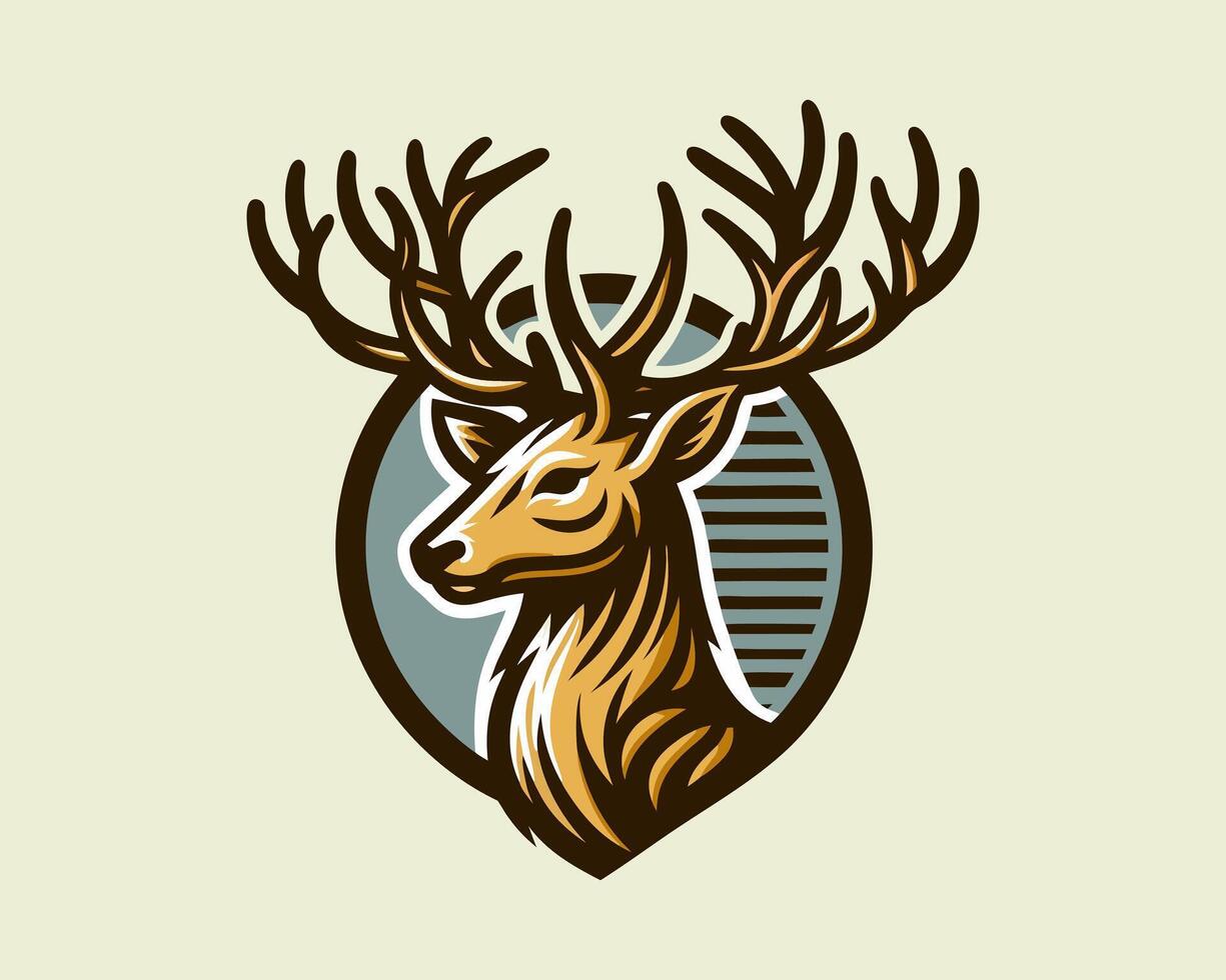 A deer head with antlers on a shield vector