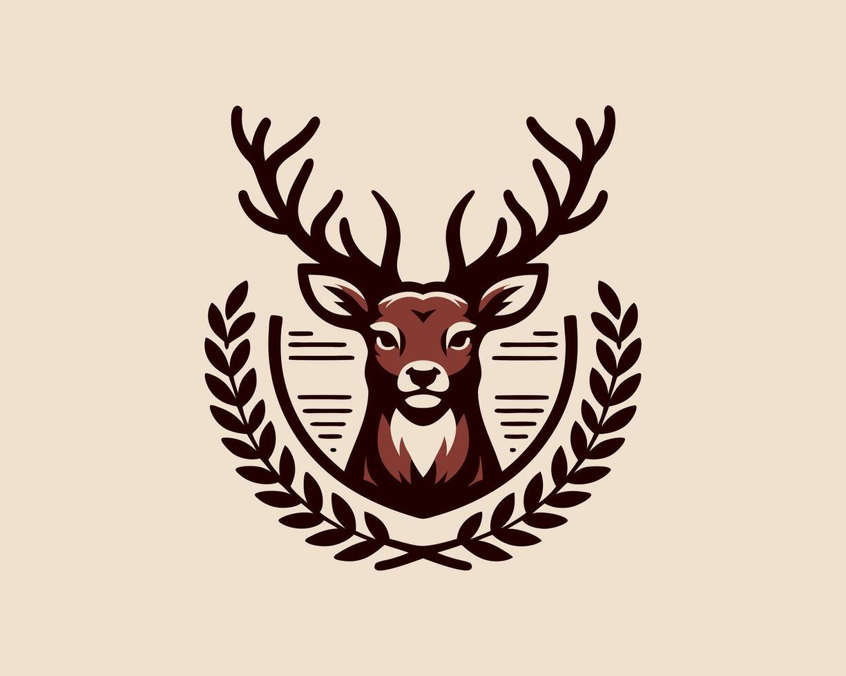 A deer head with a laurel wreath on it vector