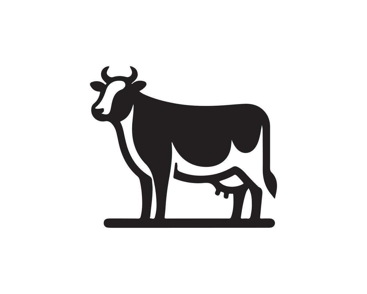 A black and white cow icon on a white background vector