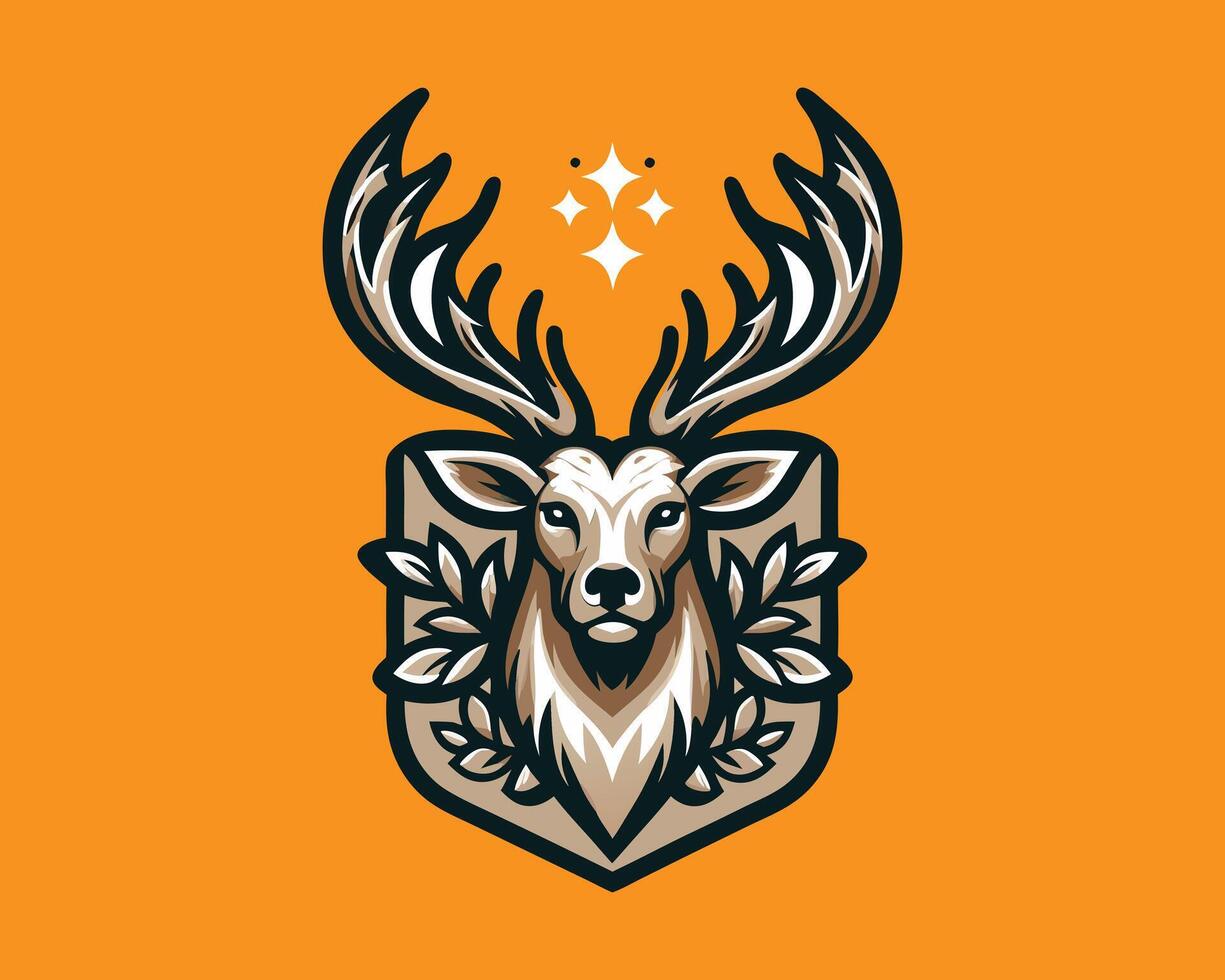 The deer head on an orange background vector