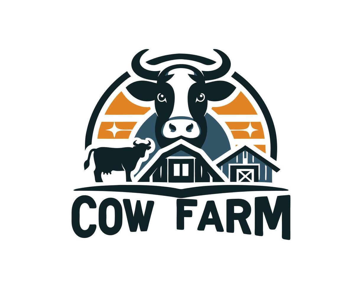 Cow farm logo design vector