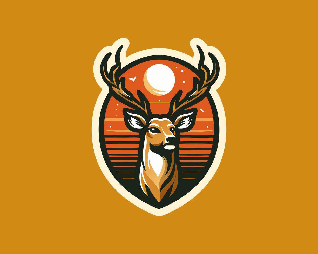 A deer head with horns on a yellow background vector